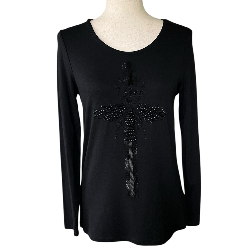 Jane & John long sleeve shirt with bead and rhinestone embellishments